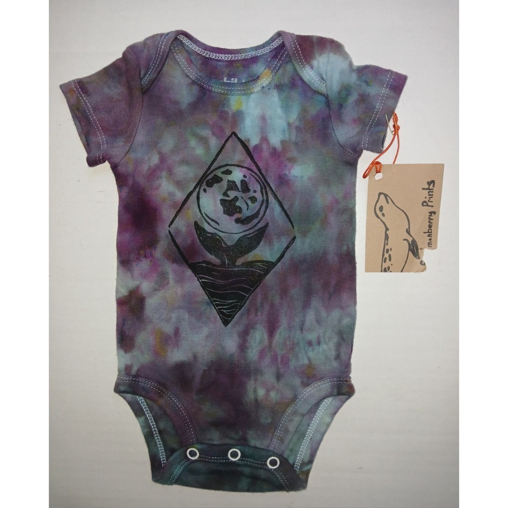 Whale /Earth  Humbolt Baby Purple/Green  Tie Dye  Child Of Mine Bodysuit 0/3 Mo.